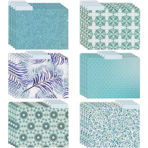 Paper Junkie 24-Pack Decorative File Folders Bulk, 6 Cute Floral Designs, 1/3 Cut Tabs, Heavyweight Letter Size, Blue, Teal, Green, Pretty School Office Supplies (9.5x11.5 in)