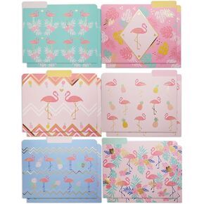 Paper Junkie Pink Flamingo Decorative File Folders, 1/3 Cut Tab, Letter Size, Colored with Gold Foil Accents (12 Pack)