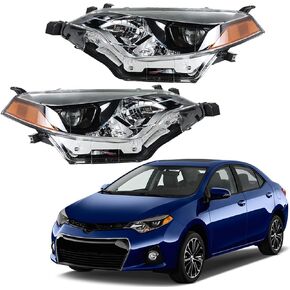 Headlight Assembly Replacement for 2014 2015 2016 Toyota Corolla Halogen Headlamps Front light Pair Driver and Passenger Side (Left and Right)