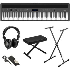 Roland FP-60X 88-Key SuperNATURAL بيانو رقمي محمول، حزمة سوداء مع حامل، مقعد، دواسة مستدامة، سماعات رأس ستوديو in Kuwait
