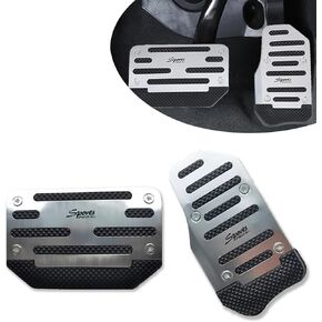 Fogfar 2 PCS Car Automatic Transmission Foot Pedal Kit, Brake Throttle Alloy + Rubber Strip Non-Drilling Anti-Slip Foot Pedal, Sporty Decorative Pedal Cover Replacement, Universal for Cars (Blue)