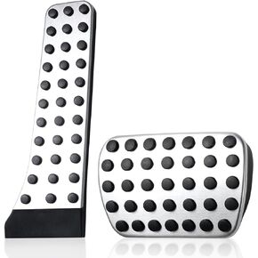 Gas & Brake Pedal Cover: Brushed Stainless Steel with Rubber Non-Slip Foot Pedals Pads Compatible with 2007-2022 Mercedes-Benz C/E/S/SL/SLK/CLS/CLC/GLE/GLS/GLK X204