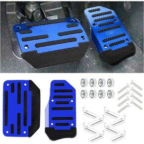 2PCS Non-Slip Car Pedal Covers, Automatic Transmission Gas Pedal Brake Pedal Cover, Aluminum Alloy Pedal Pads for Safe Driving, Car Replacement Accessories, Fit for Car SUV ATV (Blue)
