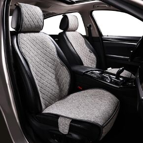MIROZO Front Seat Covers, Universal Linen Car Seat Cover Breathable and Comfortable Automotive Seat Cover Car Seat Protectors for Cars Trucks SUV(Black,1PCS)