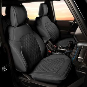 GIANT PANDA Customized fit Ford Bronco 2 Door Seat Covers, Car Seat Covers Full Set Compatible with Airbag, Faux Leather (Black)