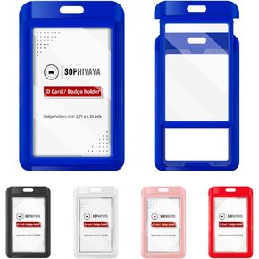 2 Pack Sliding ID Badge Holder with Double-Sided Windows Key Card Work Badge Sleeve for Office, School, Factory, ID Credit Cards, Proximity Key Cards (Black)