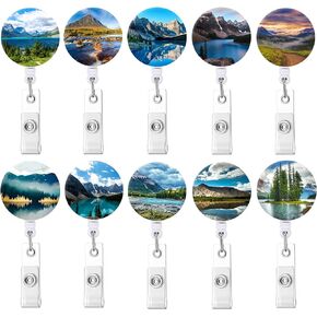 Badge Reel Retractable Nurse Badge Holder Cute Name Decorative Badge Reels with Clip on ID Card Holders (1 Pack Cute Navy Blue Floral)