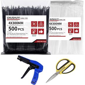 Metal Zip Ties： Metal Tie Wrap Kit，300pcs 11.8in Self-Locking Stainless Heavy Steel Cable Ties， Chain Link fence Ties， Suitable For fixed Fence Thermal Insulation Shield Outdoor and Workshop Etc