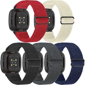 Stretchy Bands Compatible with Fitbit Versa 4/Versa 3/Sense 2/Sense Bands, Adjustable Nylon Elastic Sport Replacement Wristbands for Women Men in Kuwait
