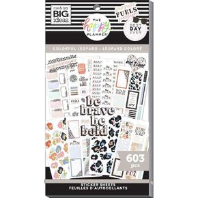 The Happy Planner Sticker Value Pack - Planner Accessories - Colorful Leopard Theme - Multi-Color - Great for Planning, Project & Scrapbooking - 30 Sheets, 603 Stickers
