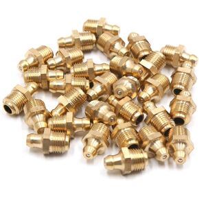 uxcell 30Pcs M10 x 1 Thread Brass Straight Grease Zerk Nipple Fitting for Auto Car