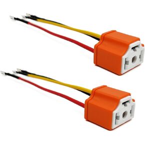 2Pcs Ceramic H4 9003 HB2 Headlight Connector with 3 Adapter Wiring Harness Socket Wire for H4 Relay Harness, Headlights or Fog Lights, Heavy Duty 14AWG Ceramic Headlight Connector, Blue