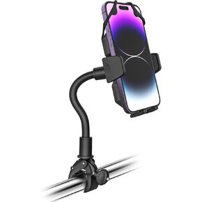 Indoor Bike Phone Mount, Goosencek Adjustable Spin Bike Phone Holder - Bicycle Handlebar Clamp for Treadmill, Stationary Cell Phone Clip for iPhone 15 Pro Max /14/13, Galaxy S24, 4.7-6.8" Phone
