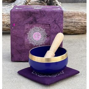 Tibetan Chakra Singing Bowls With Mallet and Cushion (Crown Chakra)