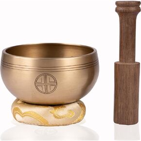 Tibetan Full Moon Singing Bowl Set - Yoga and Meditation Sound Healing -for Stress Relief and Mindful Living -Meditation Sound Bowl Set, Handcrafted in Nepal, 9.5 cm Full Moon Bowl