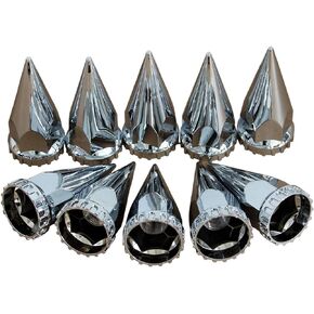 33mm Chrome ABS Plastic Screw-on Standard or Spiked Lug Nut Covers Pack of 10 (Standard)