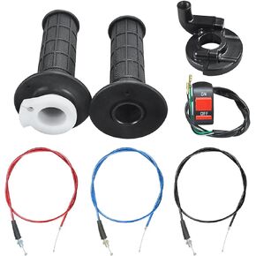Throttle Cable Twist Handle Grip Clamp with On Off Switch Kit for 79cc 212cc Coleman CT100U CT200U Baja Doodlebug Db30 Mb165 Mb200 50cc 90cc 110cc 125cc SSR Coolster Apollo CRF50 Pit Dirt Bike