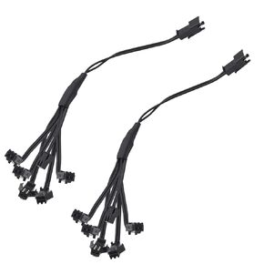 6 Way Extension Wire, 6 Way Splitter Cable Male to Female Connector, Extension Cord Set for SMD LED Motorcycle ATV car Light Multi-Color Neon Strip, 2pcs