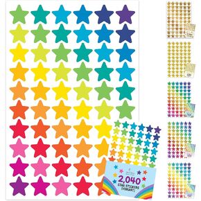 2,040 Star Stickers for Kids Reward - 10 Small Stars Stickers for Kids, Colored Star Stickers, Small Star Stickers for Kids Reward Chart, Rainbow Star Stickers, Stickers Star Sticker, Mini Stickers