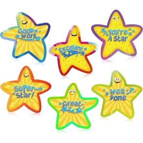 Teling 72 Pcs Star Stickers Adhesive Award Badges 3.23 x 3.23 Inches Gold Each Star of The Week Poster Student Awards Recognition Reward Stickers for Kids Classroom Teacher Supplies