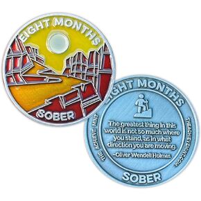 8 Months Sober Token | Eight Month Sober Chip | Non-AA Gift, Non-Religious Medallions for Men and Women Celebrating Sobriety