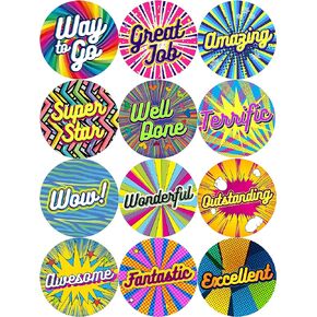 easykart labels 1440 Reward and Incentive Stickers | 0.75" Round with 12 Different Unique Designs (Abstract Theme) Recommended for All Ages and Classess