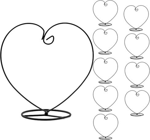 حامل عرض الزينة، حامل حامل معلق من الحديد على شكل قلب لتزيين المنزل والزفاف، كرة زجاجية معلقة وكرة ساحرة (بدون زجاجة زجاجية) (10 قطع على شكل قلب) in Kuwait