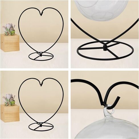 حامل عرض الزينة، حامل حامل معلق من الحديد على شكل قلب لتزيين المنزل والزفاف، كرة زجاجية معلقة وكرة ساحرة (بدون زجاجة زجاجية) (10 قطع على شكل قلب) in Kuwait