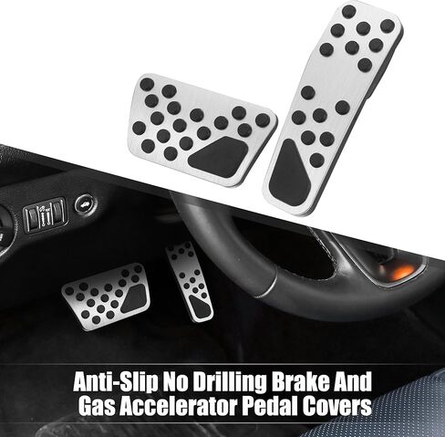 X AUTOHAUX 1 Set Anti Slip Aluminum Alloy Brake and Gas Accelerator Pedal Covers Foot Pedal Pads for Dodge Challenger Charger 2009-2019 for Chrysler 300 2014-2019 Black in Kuwait