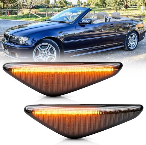 NSLUMO العنبر المتسلسل LED أضواء العلامات الجانبية لـ 2004-2006 B'MW E46 LCI 325Ci 330Ci كوبيه قابلة للتحويل الجبهة الحاجز بدوره إشارة مؤشر الوامض مصابيح استبدال OEM (عدسة مدخنة) in Saudi Arabia