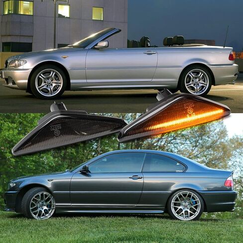 NSLUMO العنبر المتسلسل LED أضواء العلامات الجانبية لـ 2004-2006 B'MW E46 LCI 325Ci 330Ci كوبيه قابلة للتحويل الجبهة الحاجز بدوره إشارة مؤشر الوامض مصابيح استبدال OEM (عدسة مدخنة) in Saudi Arabia