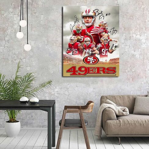 سان فرانسيسكو سيتي 49ers فرق ملصق كرة القدم الأمريكية الرياضية قماش جدار الفن طباعة غرفة المعيشة غرفة النوم صورة ديكور هدية لمحبي كرة القدم (قماش غير مؤطر، 12 × 16 بوصة) in Saudi Arabia