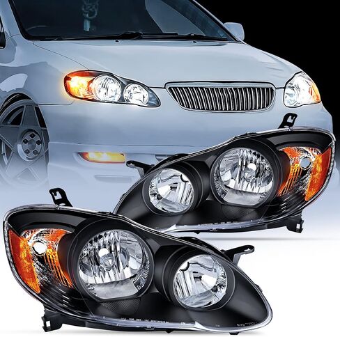 مجموعة المصابيح الأمامية Nilight لسيارة 2003 2004 2005 2006 2007 2008 Toyota Corolla استبدال المصابيح الأمامية باللون الأسود للسائق وجانب الركاب، ضمان لمدة عامين in Saudi Arabia