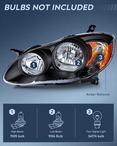مجموعة المصابيح الأمامية Nilight لسيارة 2003 2004 2005 2006 2007 2008 Toyota Corolla استبدال المصابيح الأمامية باللون الأسود للسائق وجانب الركاب، ضمان لمدة عامين in Saudi Arabia
