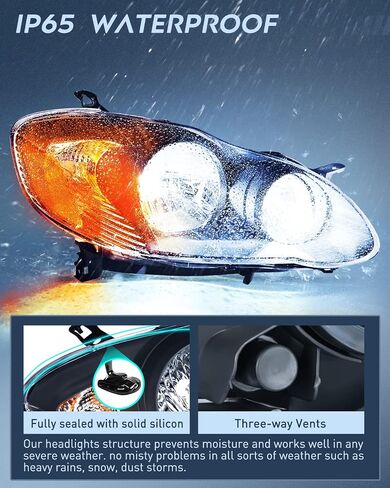 مجموعة المصابيح الأمامية Nilight لسيارة 2003 2004 2005 2006 2007 2008 Toyota Corolla استبدال المصابيح الأمامية باللون الأسود للسائق وجانب الركاب، ضمان لمدة عامين in Saudi Arabia