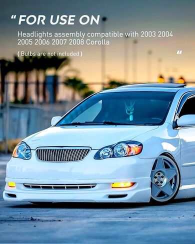 مجموعة المصابيح الأمامية Nilight لسيارة 2003 2004 2005 2006 2007 2008 Toyota Corolla استبدال المصابيح الأمامية باللون الأسود للسائق وجانب الركاب، ضمان لمدة عامين in Saudi Arabia
