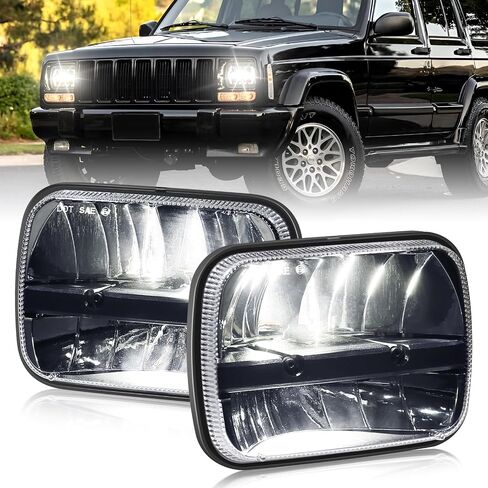 Haitzu 5x7 6x7 بوصة مصباح أمامي LED مستطيل عالي الشعاع منخفض متوافق مع شاحنات جيب رانجلر YJ شيروكي XJ استبدال H6054 H5054 H6054LL 69822 6052 6053 (2 قطعة) (2) in Saudi Arabia