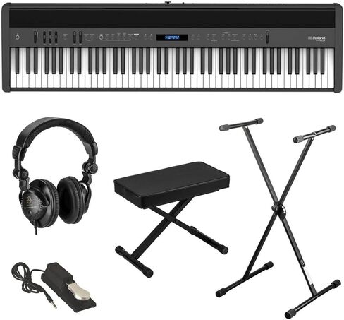 Roland FP-60X 88-Key SuperNATURAL بيانو رقمي محمول، حزمة سوداء مع حامل، مقعد، دواسة مستدامة، سماعات رأس ستوديو in Kuwait