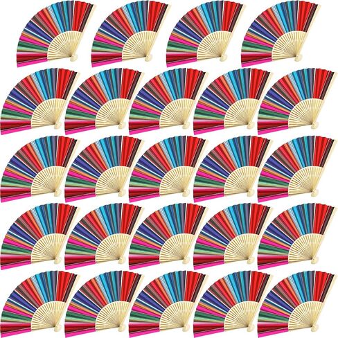 24 Pcs Cinco De Mayo Mexican Folding Hand Fan Fiesta Paper Fan Colorful Folding Fan for Birthday Mexican Cinco De Mayo Themed Party Supplies in Saudi Arabia