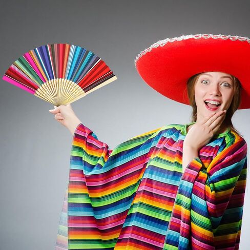 24 Pcs Cinco De Mayo Mexican Folding Hand Fan Fiesta Paper Fan Colorful Folding Fan for Birthday Mexican Cinco De Mayo Themed Party Supplies in Saudi Arabia