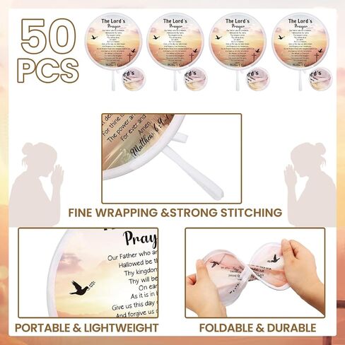 50 Pcs Christian Religious Church Fans Folding Hand Fans Wedding Fans for Guests Decorative Foldable Collapsible Hand Fan for Women Outdoor Church Services Summer Christian Gifts (Stylish) in Saudi Arabia
