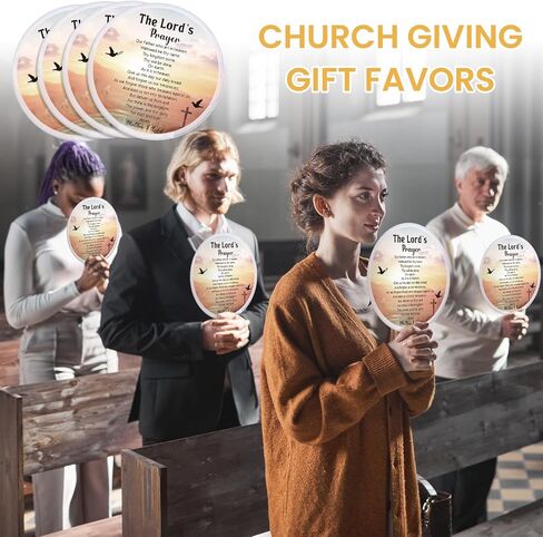 50 Pcs Christian Religious Church Fans Folding Hand Fans Wedding Fans for Guests Decorative Foldable Collapsible Hand Fan for Women Outdoor Church Services Summer Christian Gifts (Stylish) in Saudi Arabia
