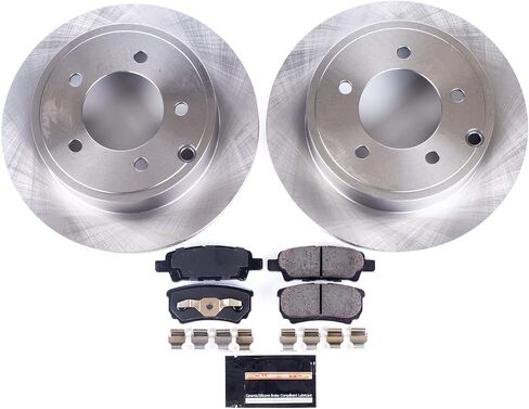 Power Stop KOE3033 مجموعة فرامل بديلة للتخصص الذاتي الخلفي دوارات فرامل OE ووسادات فرامل سيراميك لكرايسلر 200 سيبرينغ | دودج افنجر كاليبر كومباس باتريوت | لانسر [تطبيق خاص] in Kuwait