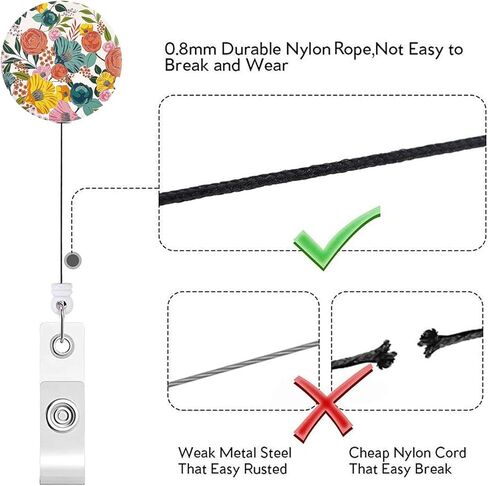 Badge Reel Retractable Nurse Badge Holder Cute Name Decorative Badge Reels with Clip on ID Card Holders (1 Pack Cute Navy Blue Floral) in Kuwait