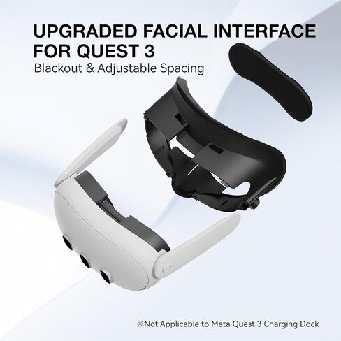 VR Facial Interface Face Pad for Meta Quest 3 Accessories, Adjustable VR Faceplate with Soft Breathable PU Face Cushion Pad, with Anti-Leakage Nose Pad for Oculus Quest 3 Headset in Saudi Arabia