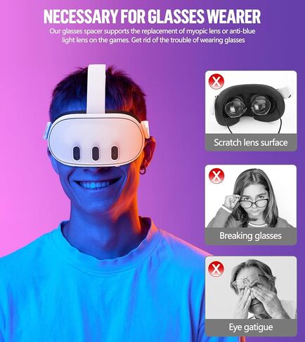 فاصل نظارات بإطار مغناطيسي VR لـ Oculus/Meta Quest 3، ملحقات حماية عدسة النظارات، حماية فاصل زجاجي ضد الخدوش لسماعات Oculus Quest 3 in Kuwait