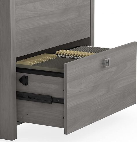 خزانة ملفات جانبية من Bush Business Furniture مع مجموعة أجهزة Echo من الساتان الفضي ووحدة حفظ ملفات درجين للمكتب المنزلي أو الاحترافي 31Wx20Lx30H in Saudi Arabia