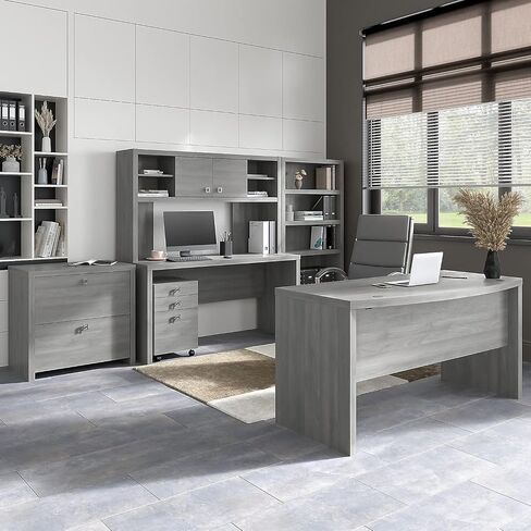 خزانة ملفات جانبية من Bush Business Furniture مع مجموعة أجهزة Echo من الساتان الفضي ووحدة حفظ ملفات درجين للمكتب المنزلي أو الاحترافي 31Wx20Lx30H in Saudi Arabia