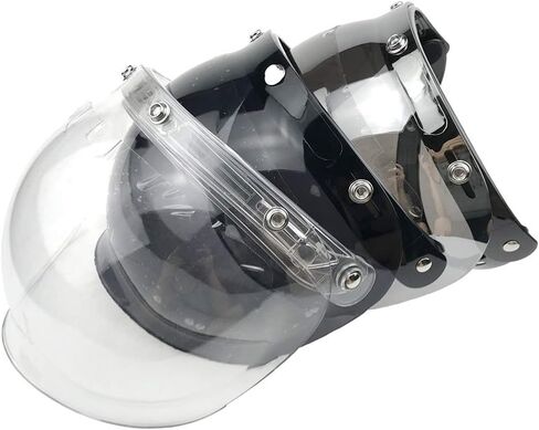 Motorcycle Standard 3-Snap Button Flip Up Down Universal Bubble Visor for Open Face Half Helmet Wind Shield(Clear) in Saudi Arabia