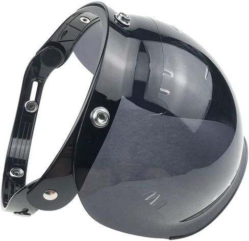 Retro Motorcycle Bubble Visor Wind Shield Lens Universal For Standard 3-Snap Open Face Helmets(Smoke) in Saudi Arabia
